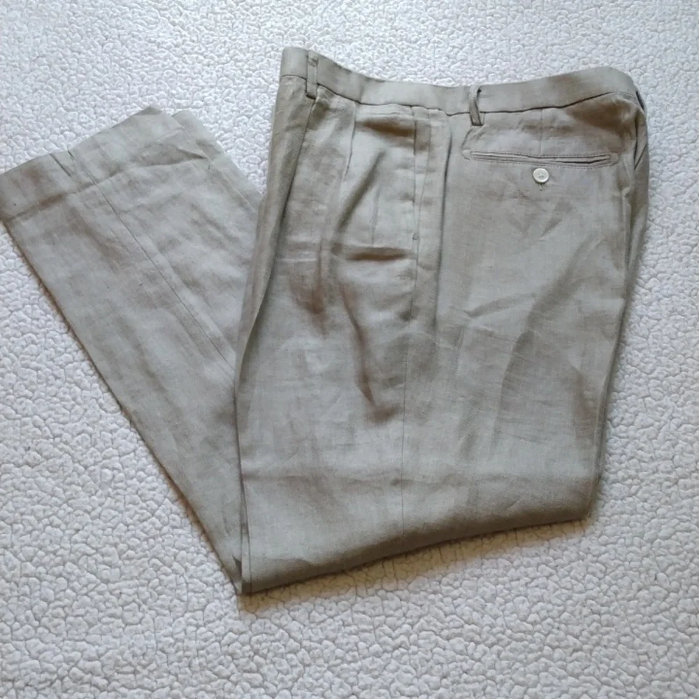 Banana Republic Tan Modern/Slim Fit Linen Summer Pants 34 - 30